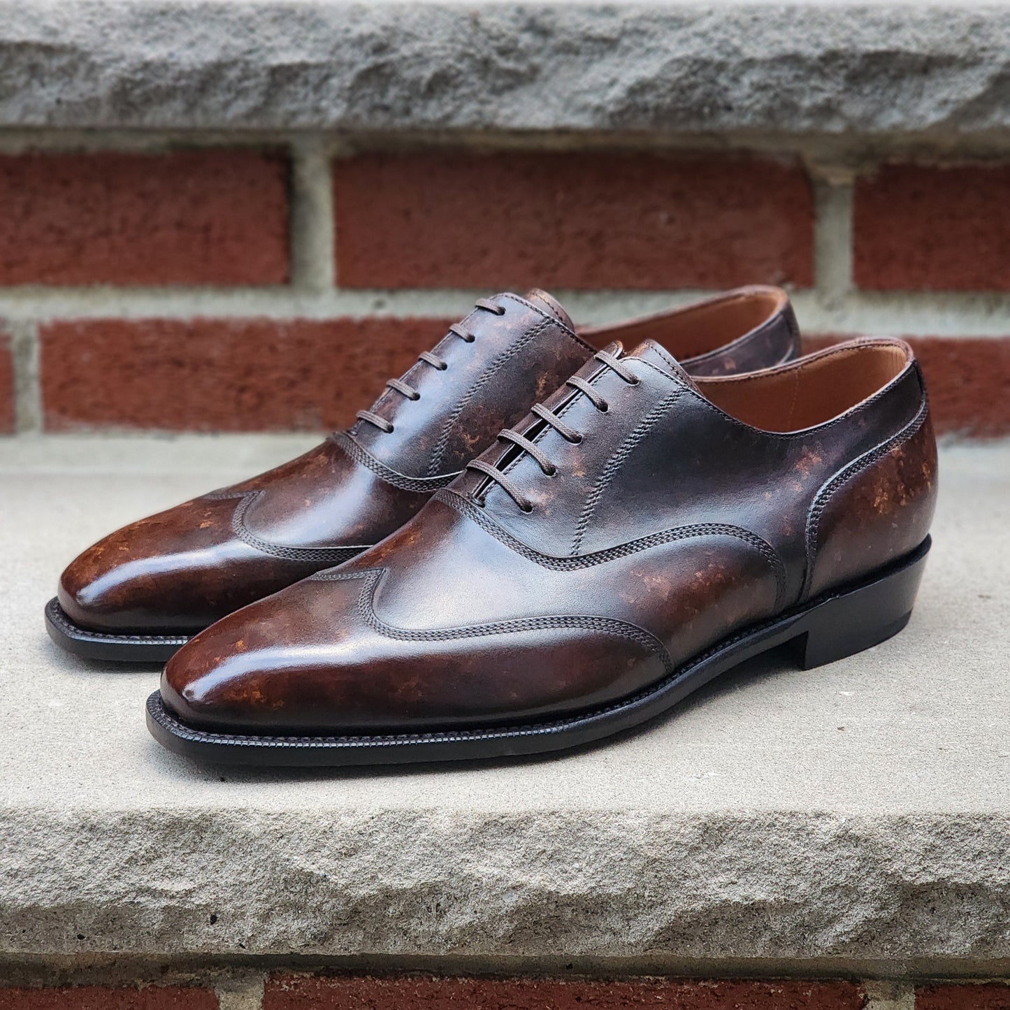 J.FitzPatrick - Oxford de una sola pieza de ante - Marrón oscuro