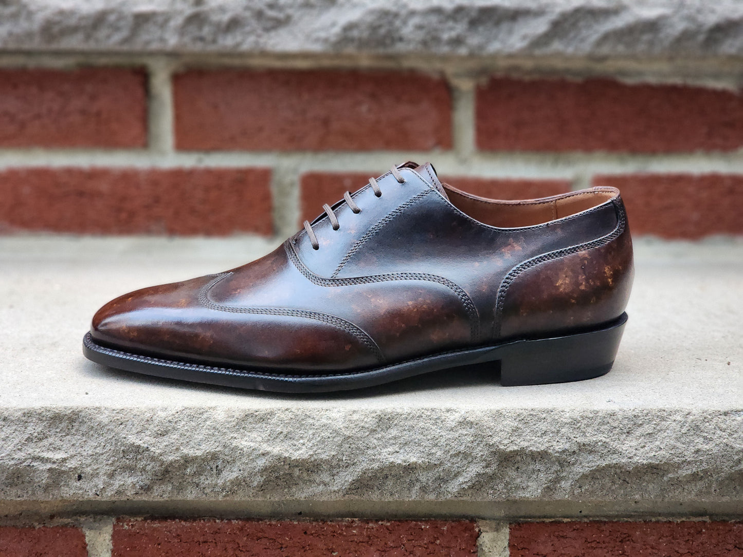 J.FitzPatrick - Oxford de una sola pieza de ante - Marrón oscuro