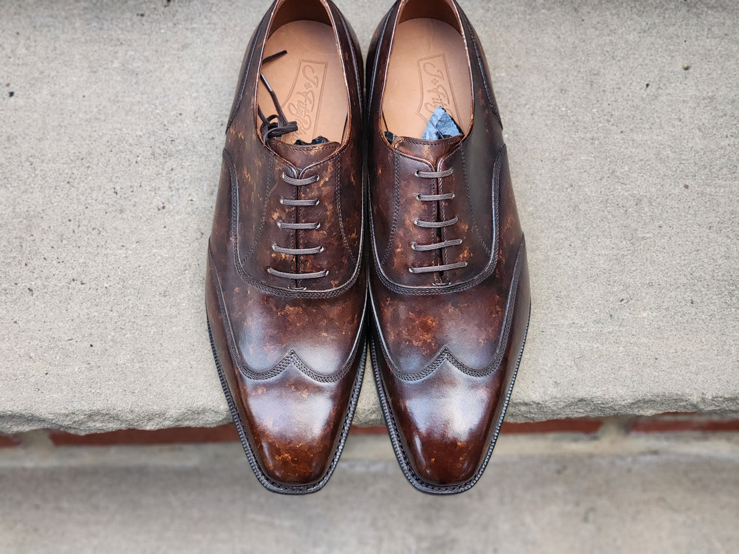 J.FitzPatrick - Oxford de una sola pieza de ante - Marrón oscuro