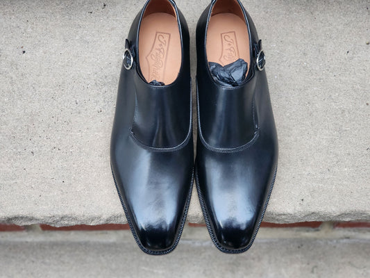 J.FitzPatrick - Single Monk Strap - Black Calf - US 8.5 EE