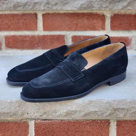 J.FitzPatrick - Penny Loafers - Black Suede (Second) - US 10.5