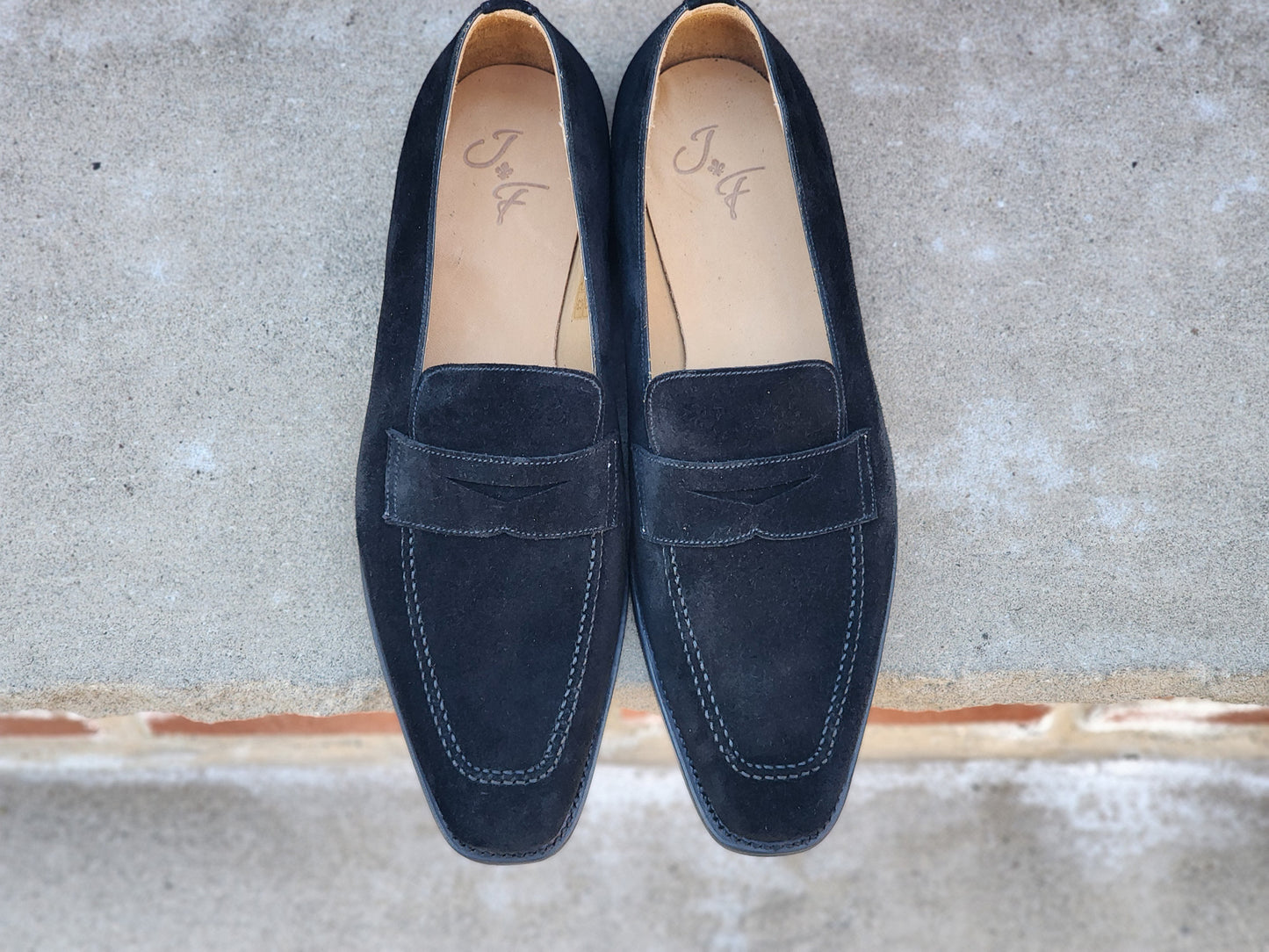 J.FitzPatrick - Penny Loafers - Black Suede (Second) - US 10.5