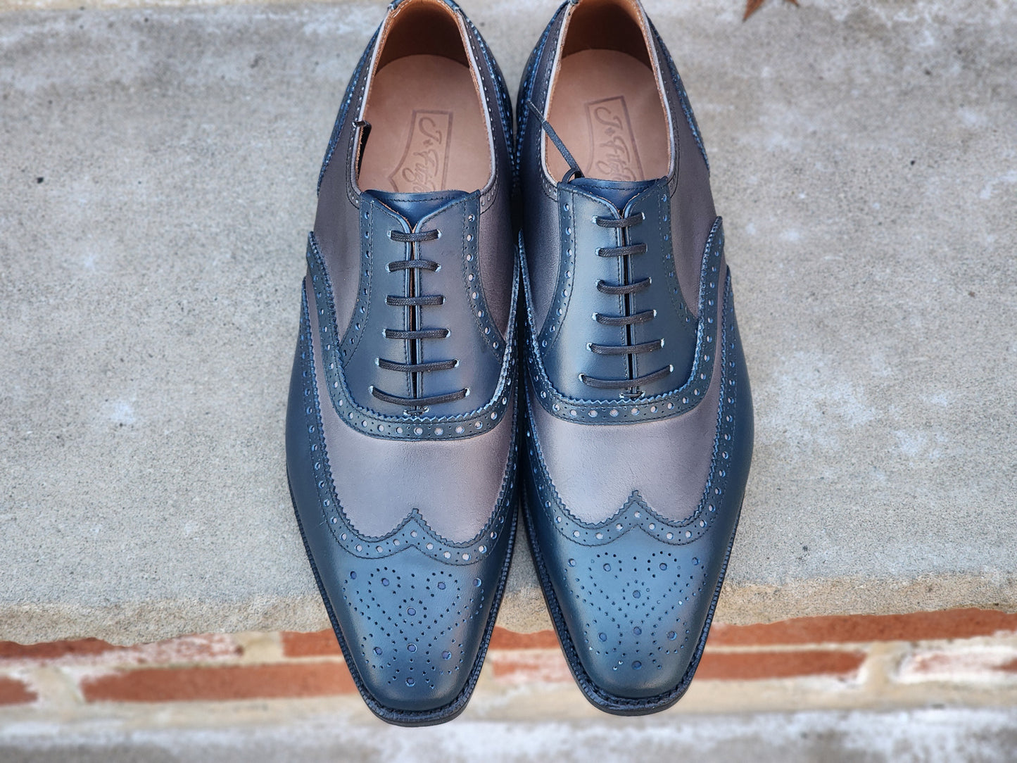 J.FitzPatrick - Oxford de una sola pieza de ante - Marrón oscuro