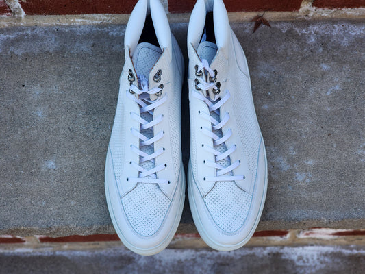 J.FitzPatrick - Hi Top Sneaker - White Calf Perforated - US 13