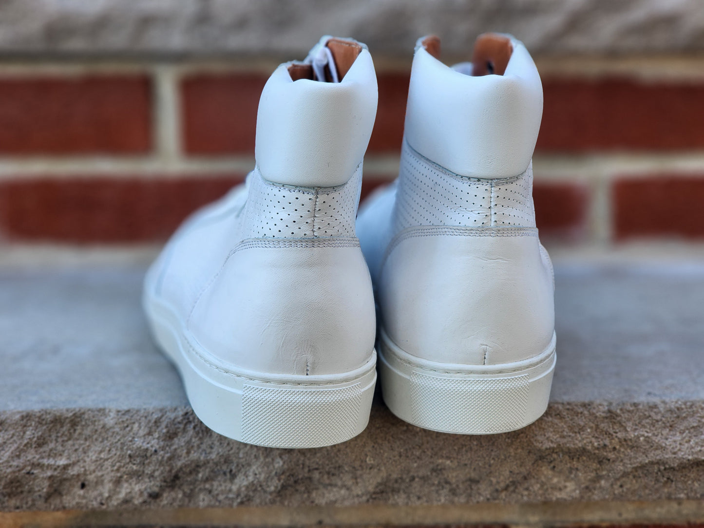 J.FitzPatrick - Hi Top Sneaker - White Calf Perforated - US 13