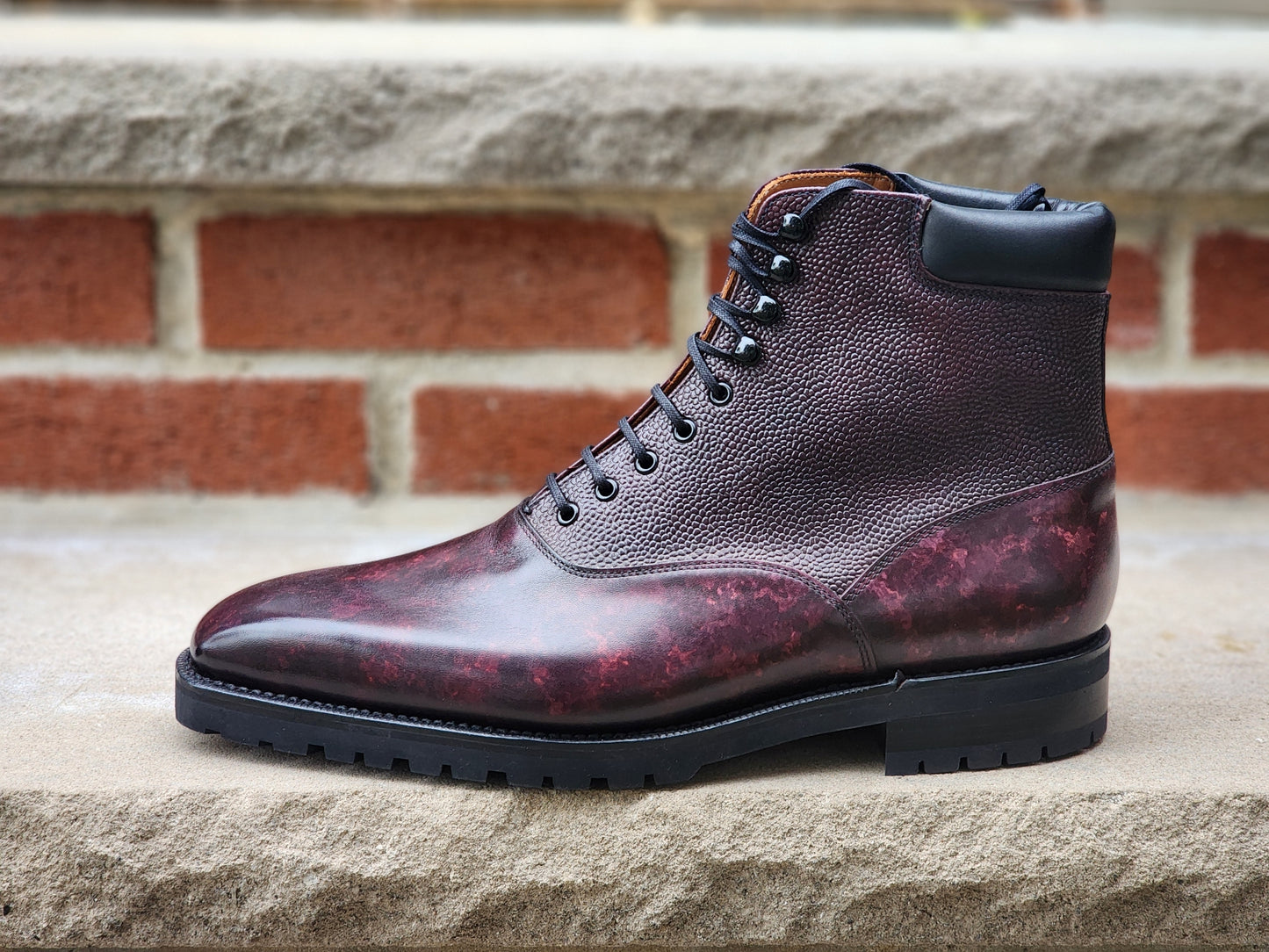 J.FitzPatrick - Botas Oxford - Azul marino con pátina de mármol/Grano azul marino