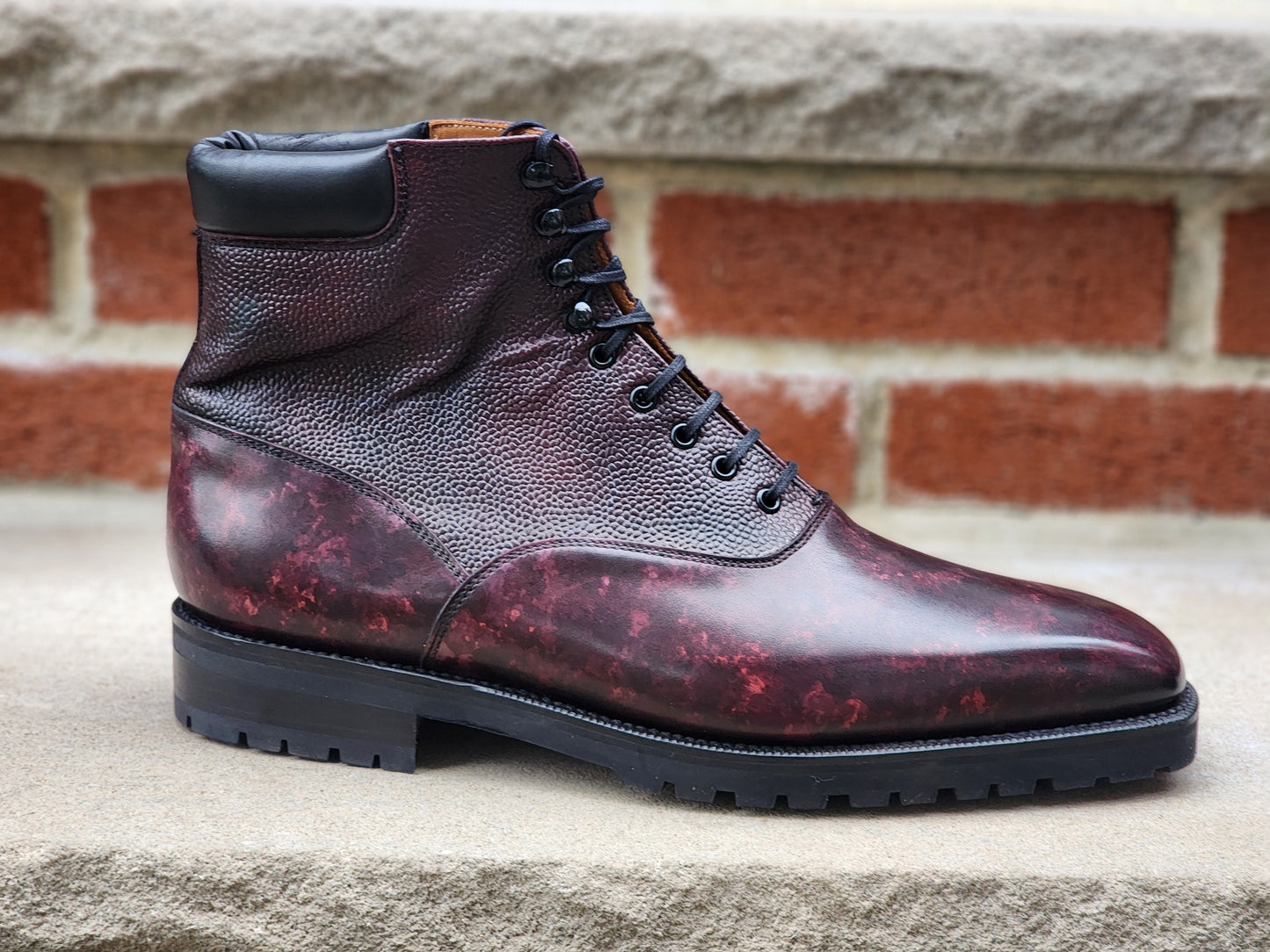 J.FitzPatrick - Botas Oxford - Azul marino con pátina de mármol/Grano azul marino