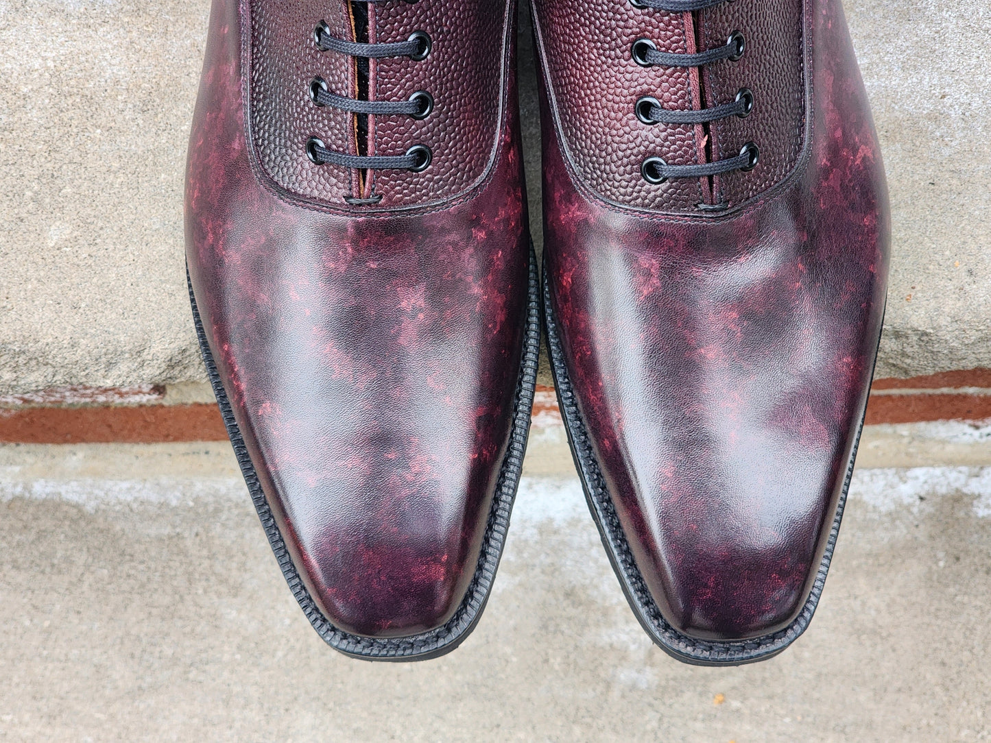 J.FitzPatrick - Botas Oxford - Azul marino con pátina de mármol/Grano azul marino