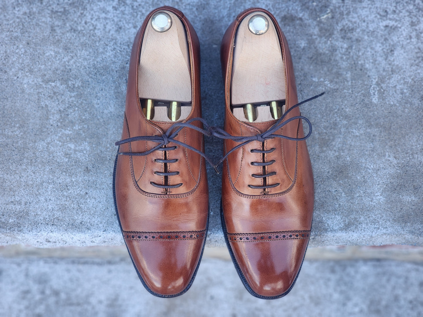 Ralph Lauren - Cap Toe Oxford - Tan Calf - US 7.5