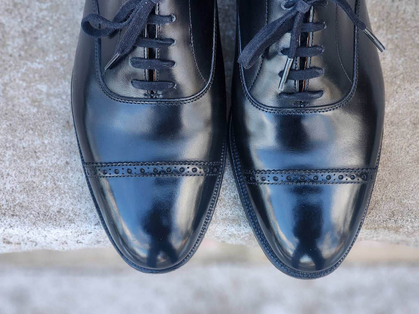 Ralph Lauren - Cap Toe Oxford - Black Calf - US 7.5