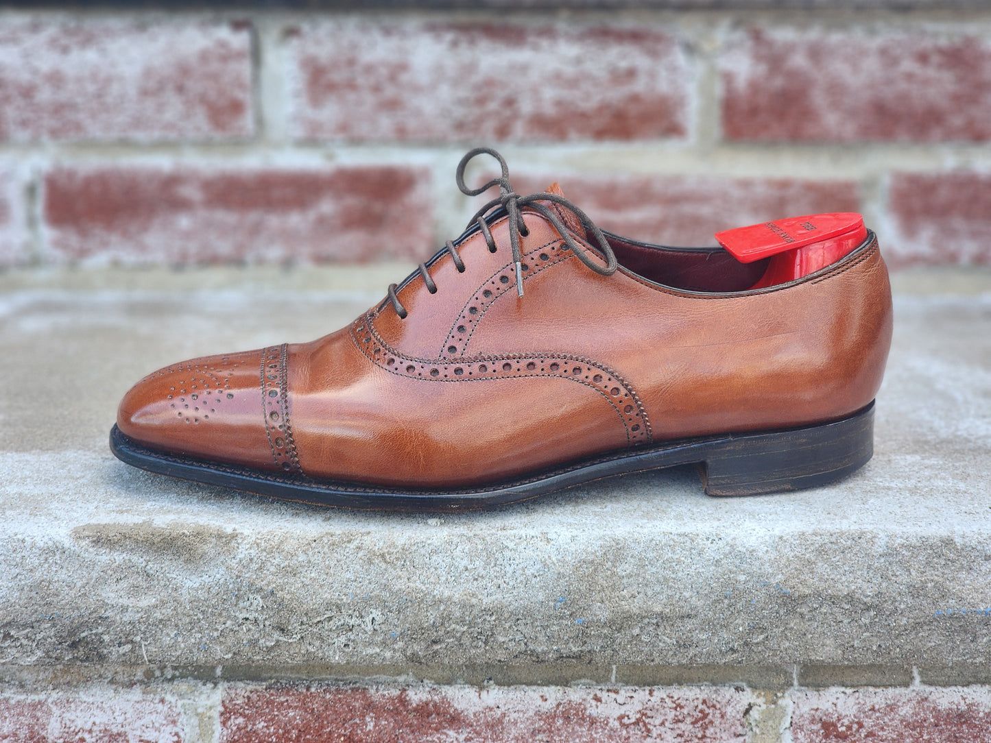 Ralph Lauren Purple Label - Semi Brogue Oxford - Tan Calf - US 7.5