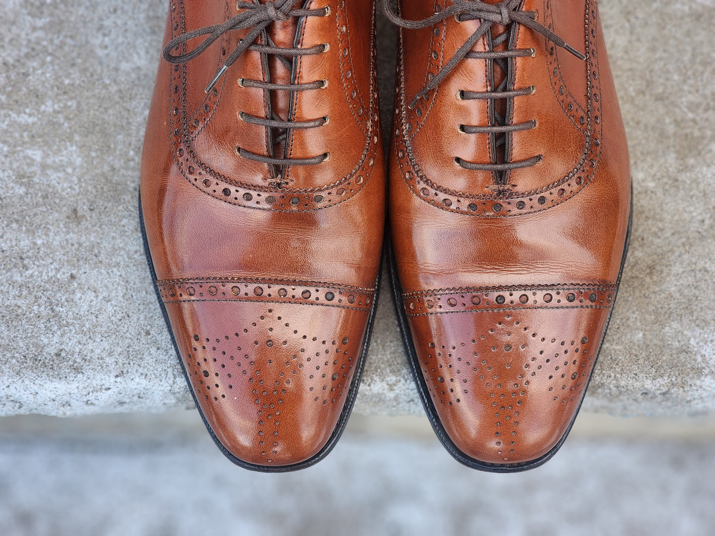 Ralph Lauren Purple Label - Semi Brogue Oxford - Tan Calf - US 7.5