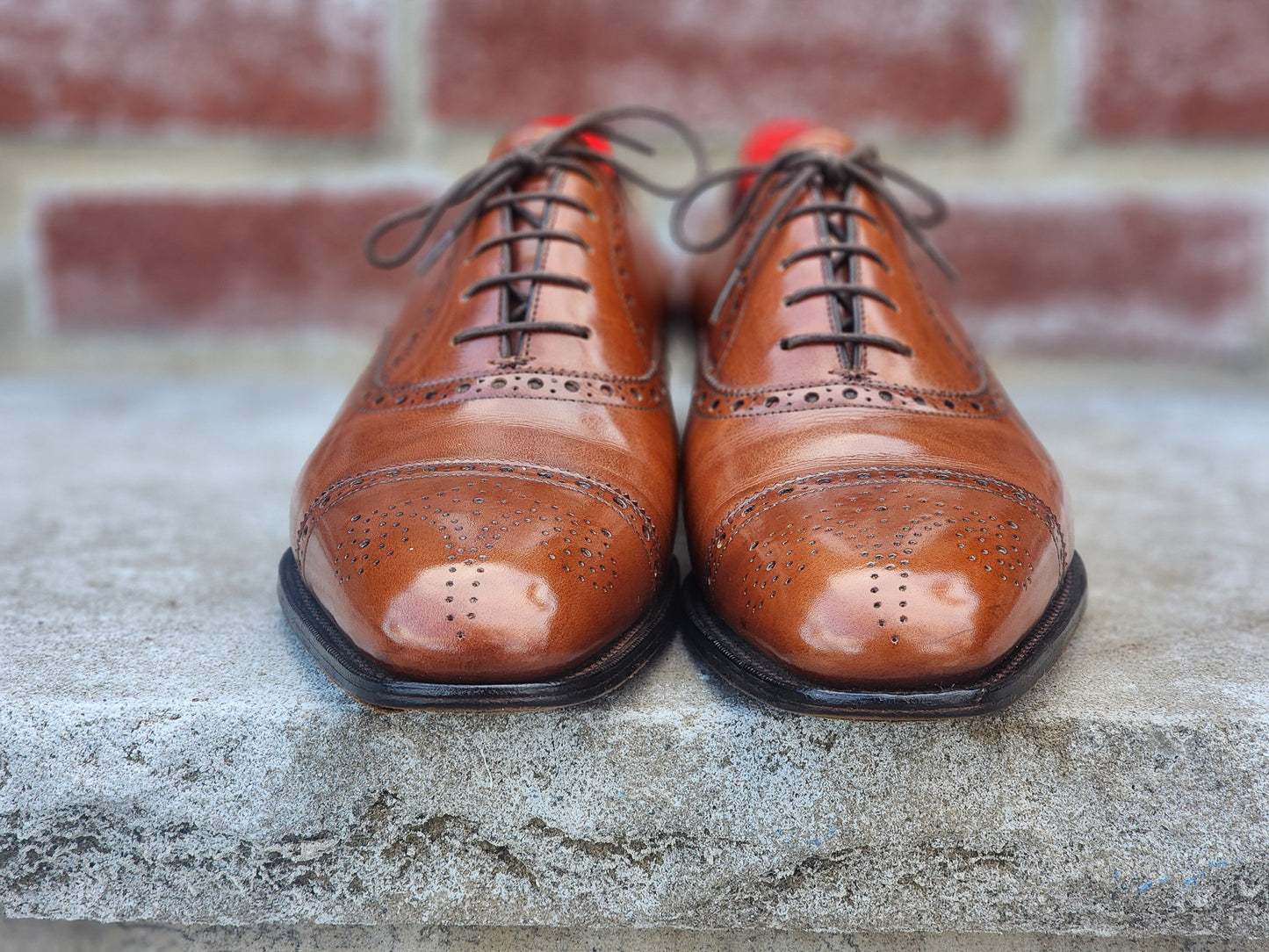 Ralph Lauren Purple Label - Semi Brogue Oxford - Tan Calf - US 7.5