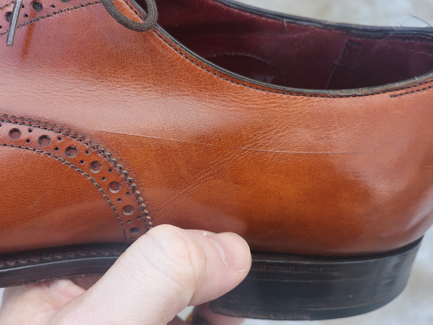 Ralph Lauren Purple Label - Semi Brogue Oxford - Tan Calf - US 7.5