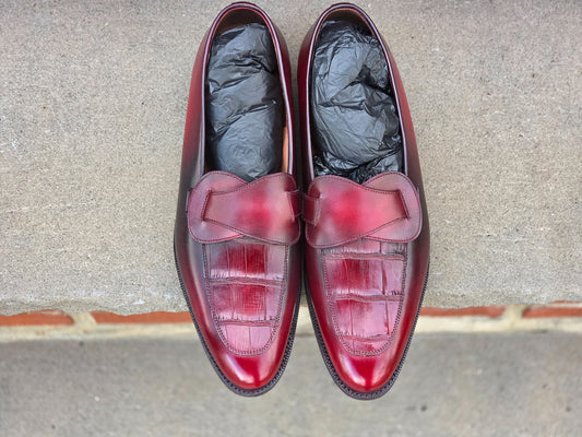 J.FitzPatrick - Butterfly Loafers - Custom Burgundy Patina/Croc - US 11 (US SHIPMENT ONLY)