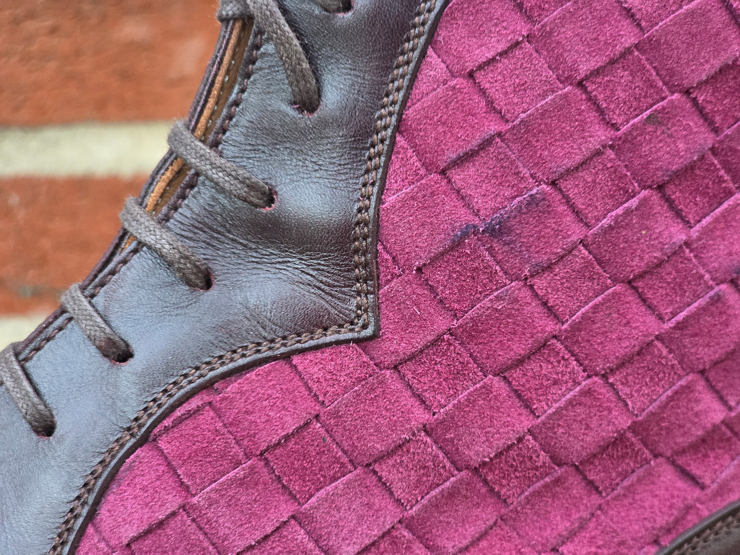 J.FitzPatrick - Oxford Boots - Plum Museum Calf / Braided Suede - US 7.5