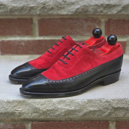 J.FitzPatrick - Longwing Oxford - Black Calf / Red Suede - US 7.5