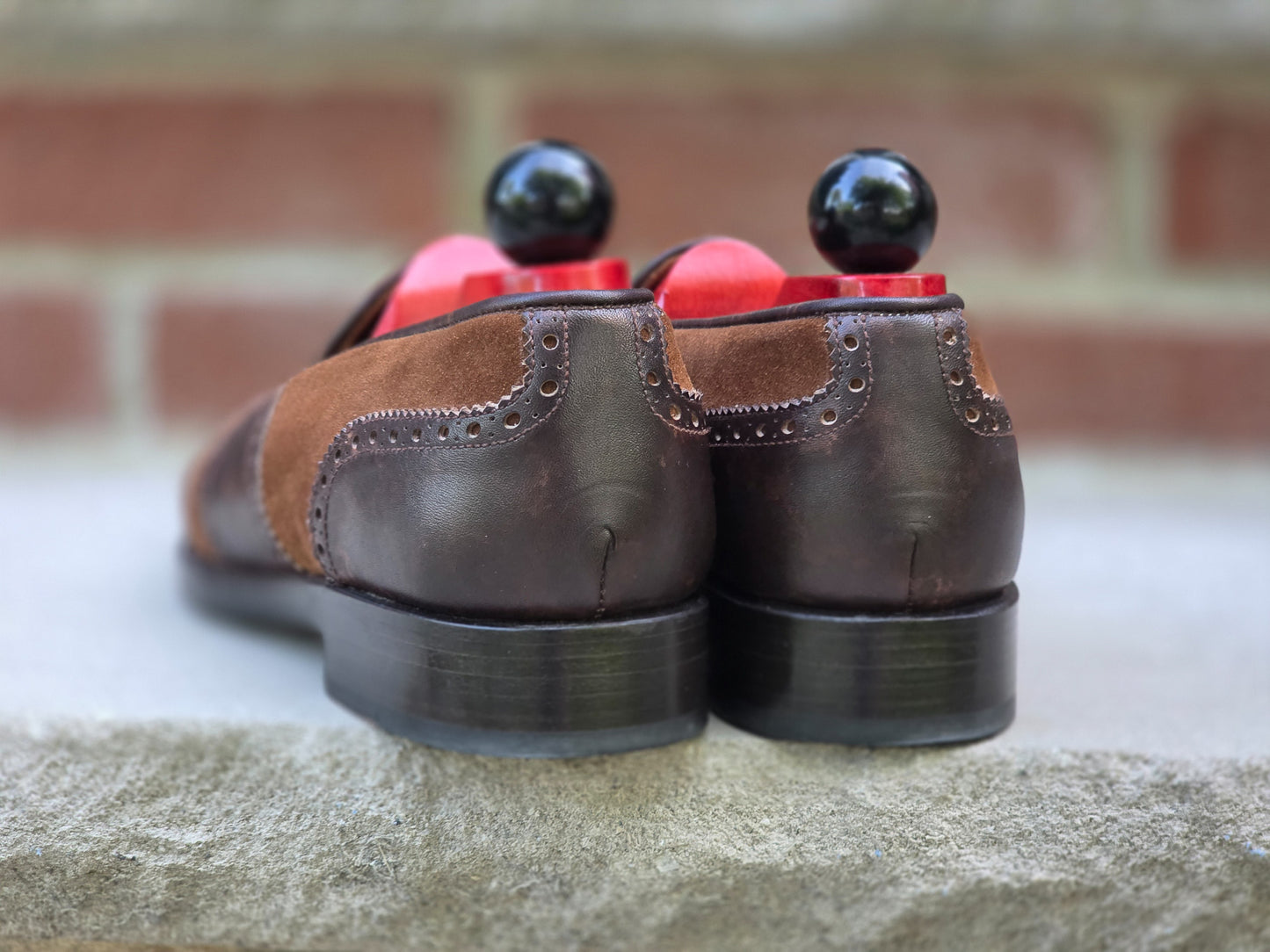 J.FitzPatrick - Wingtip Loafers - Dark Brown Museum Calf / Snuff Suede - US 7.5
