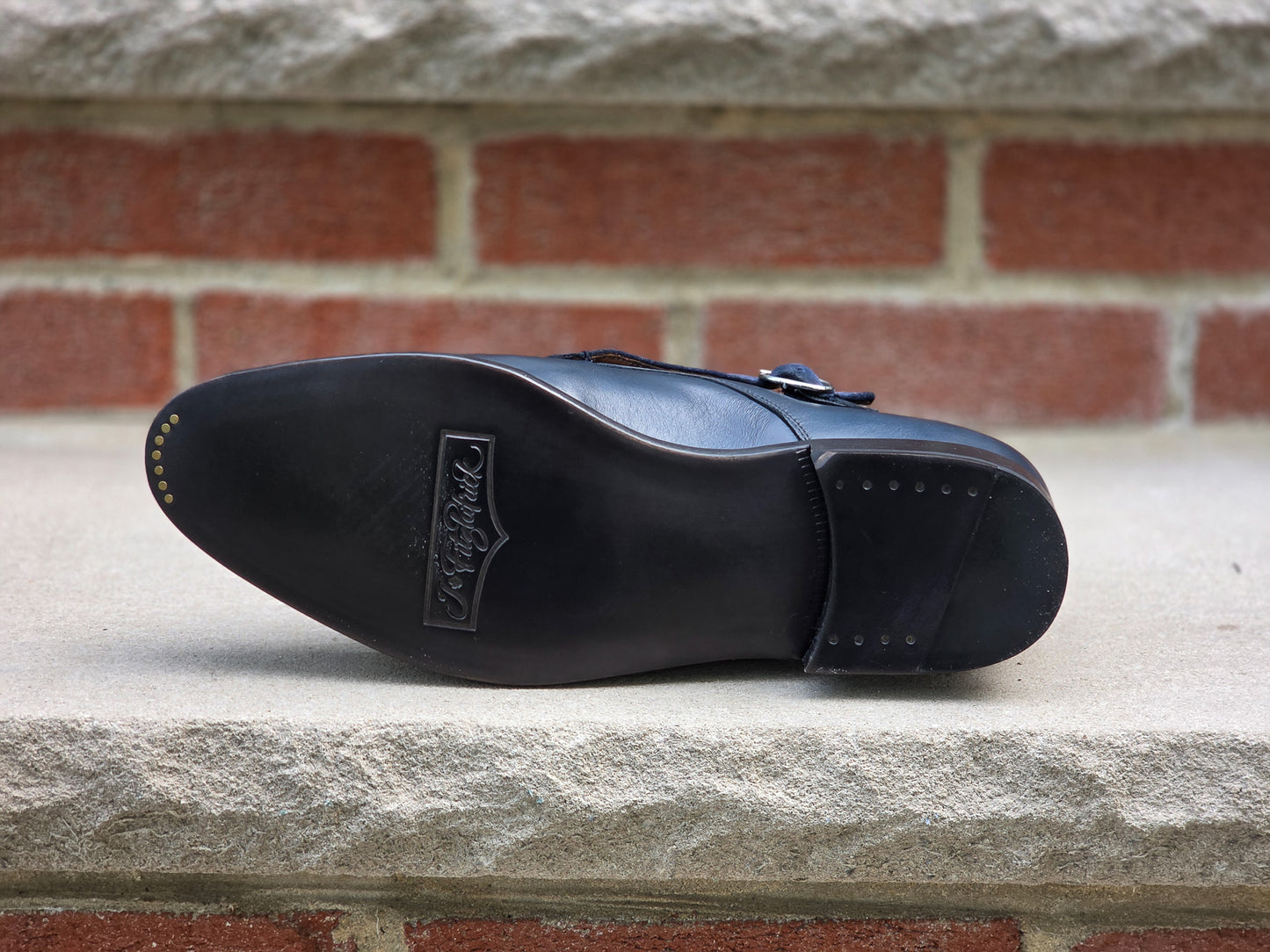 J.FitzPatrick - Double Monk Strap - Navy Calf / Suede - US 7.5