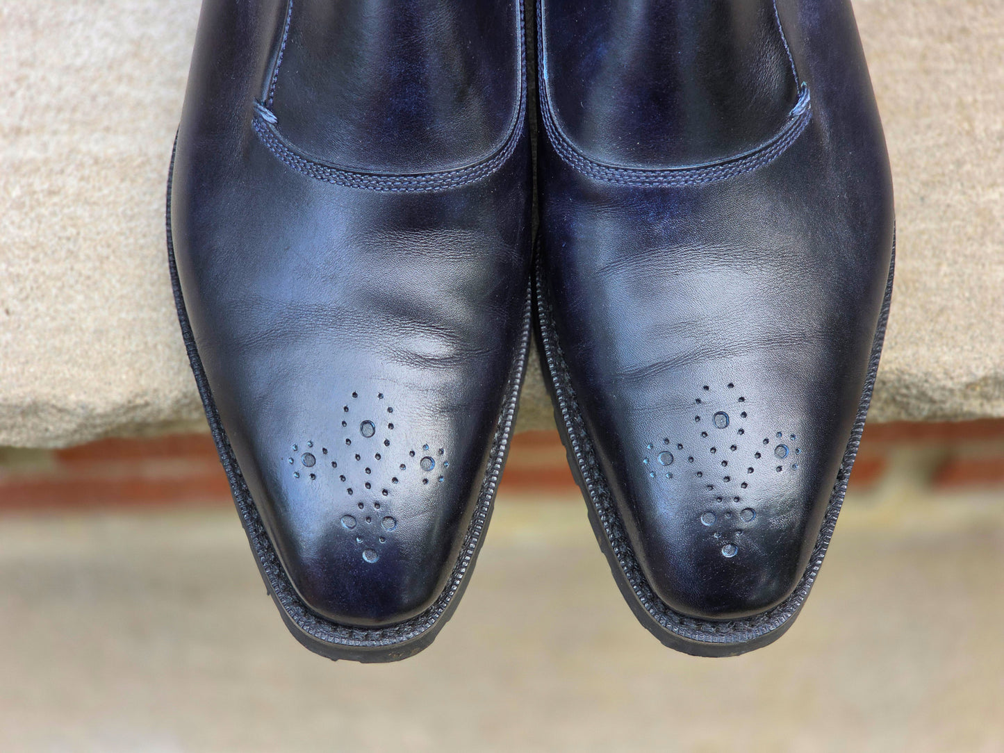 J.FitzPatrick - Single Monk Strap - Navy Museum Calf - US 7.5