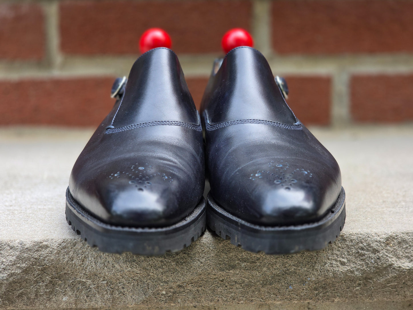 J.FitzPatrick - Single Monk Strap - Navy Museum Calf - US 7.5
