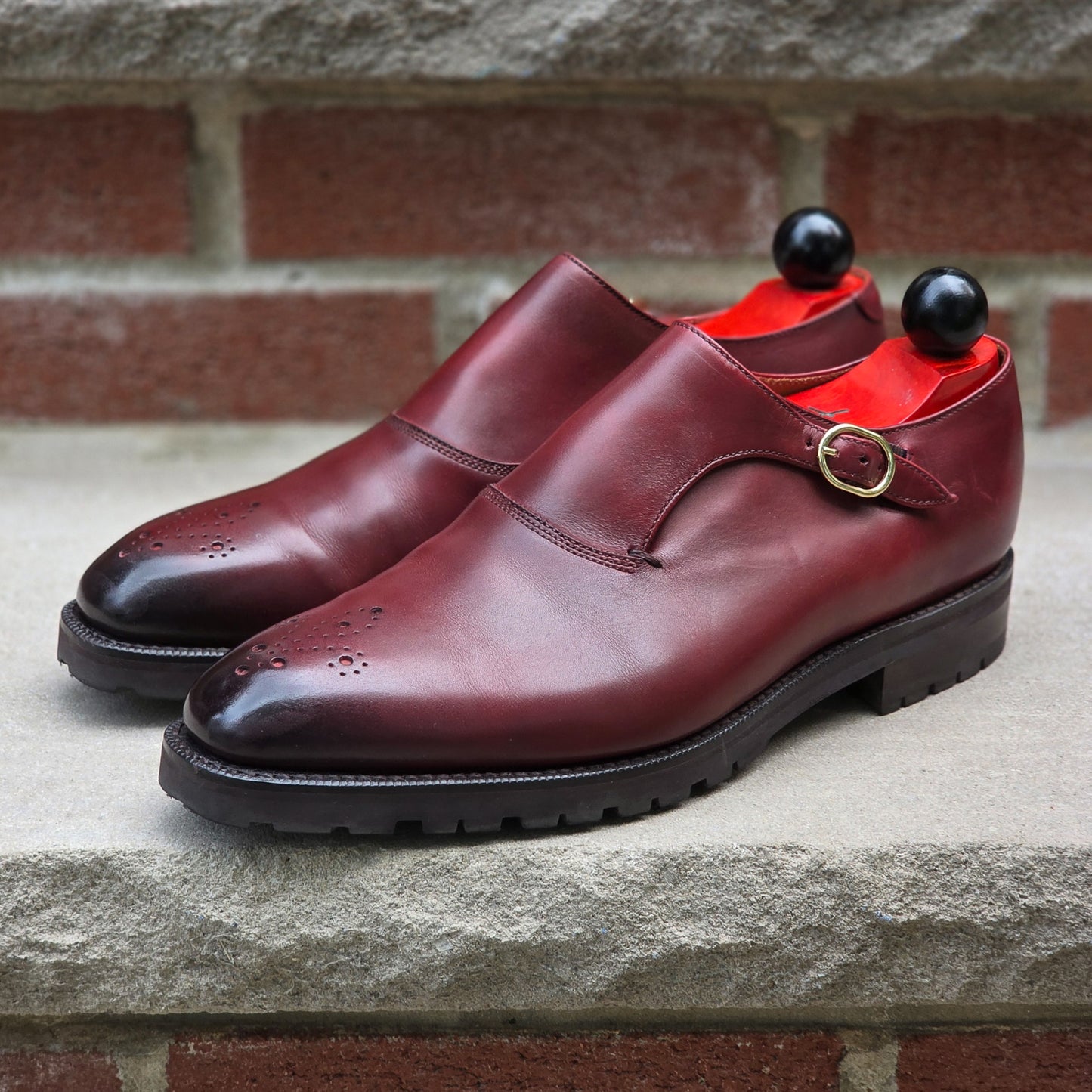 J.FitzPatrick - Single Monk Strap - Burgundy Calf - US 7.5