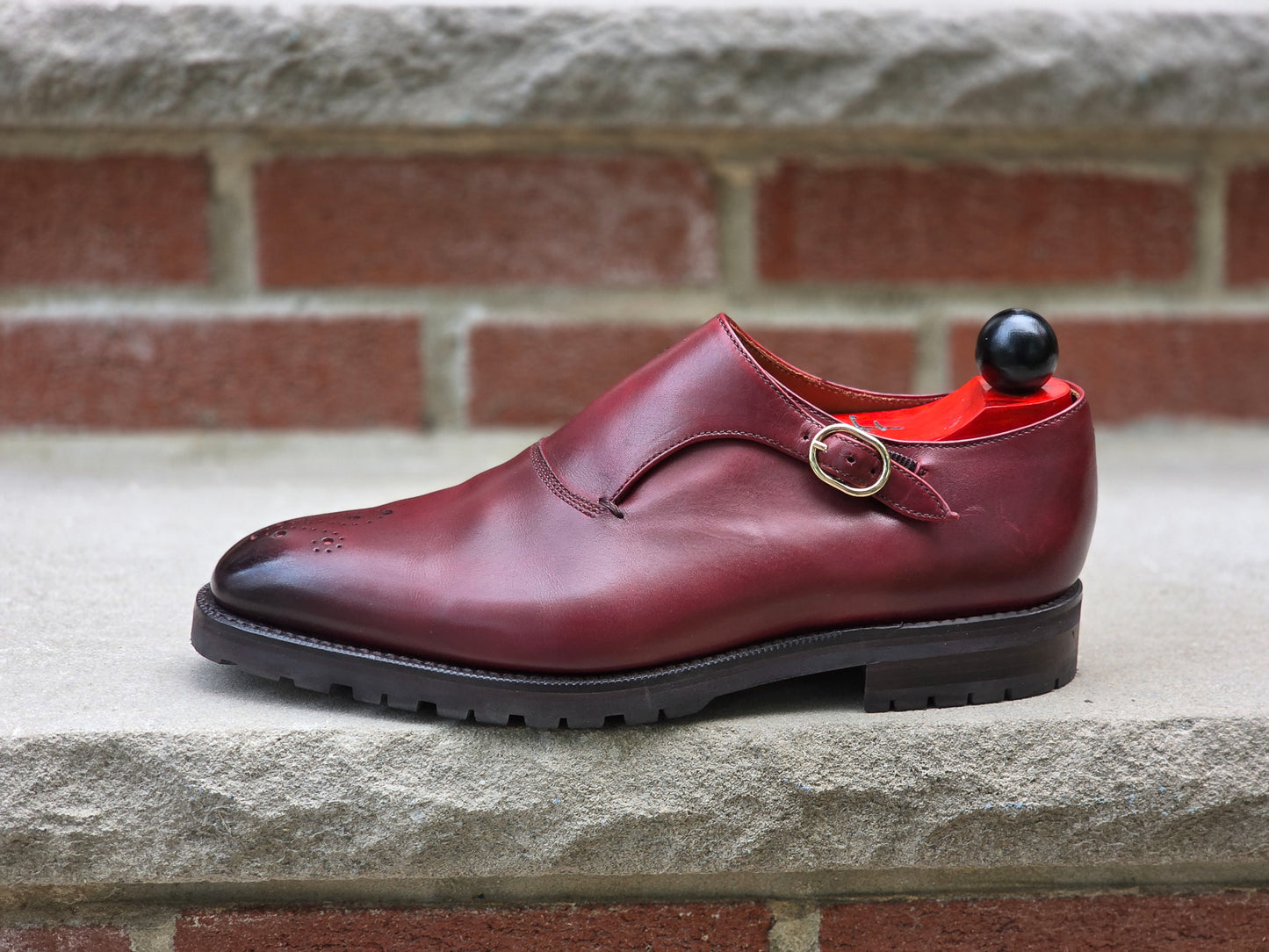J.FitzPatrick - Single Monk Strap - Burgundy Calf - US 7.5
