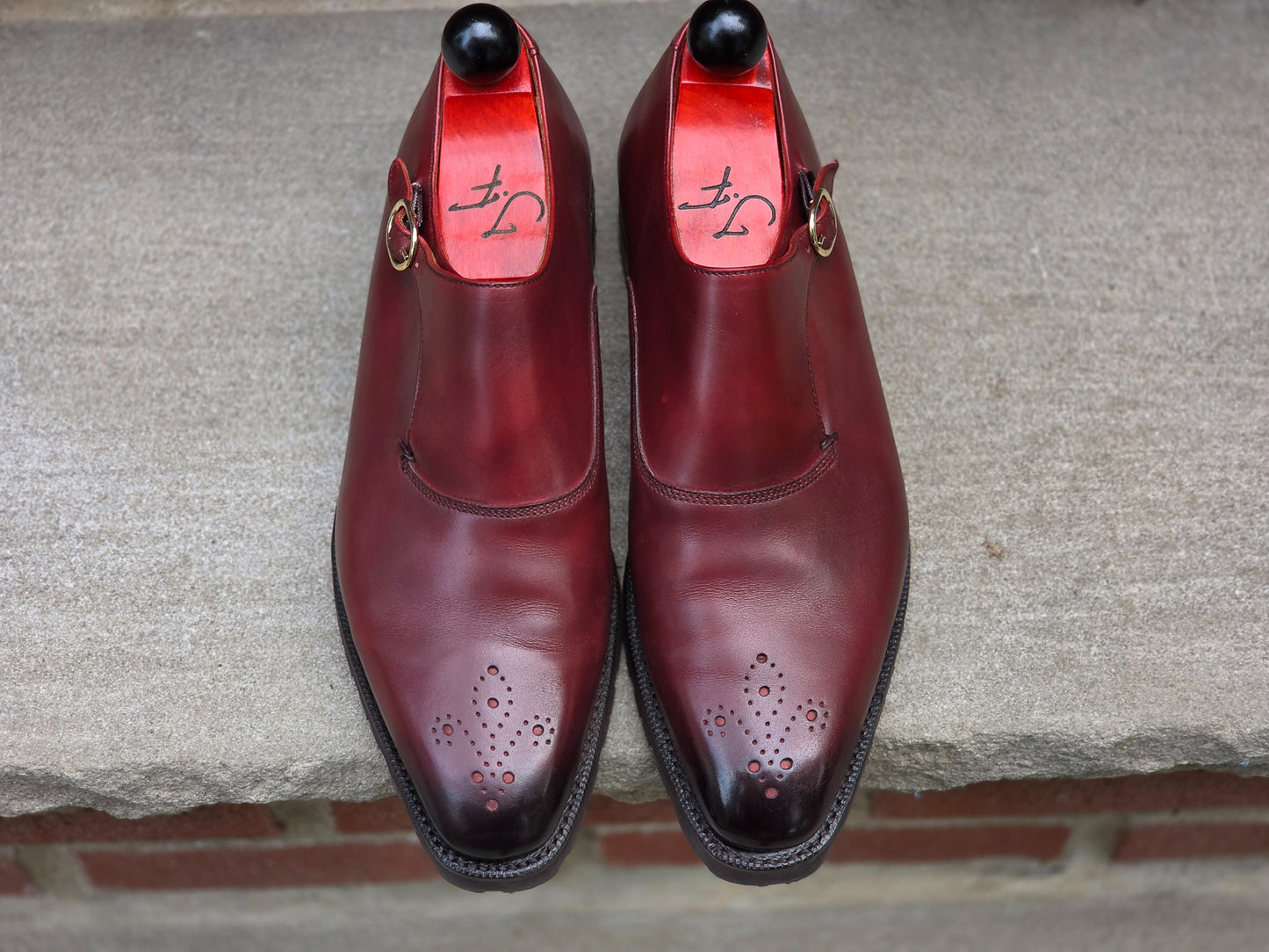 J.FitzPatrick - Single Monk Strap - Burgundy Calf - US 7.5