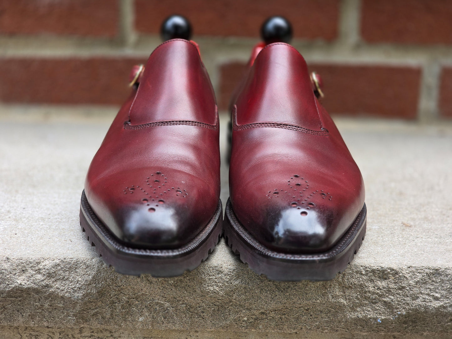 J.FitzPatrick - Single Monk Strap - Burgundy Calf - US 7.5