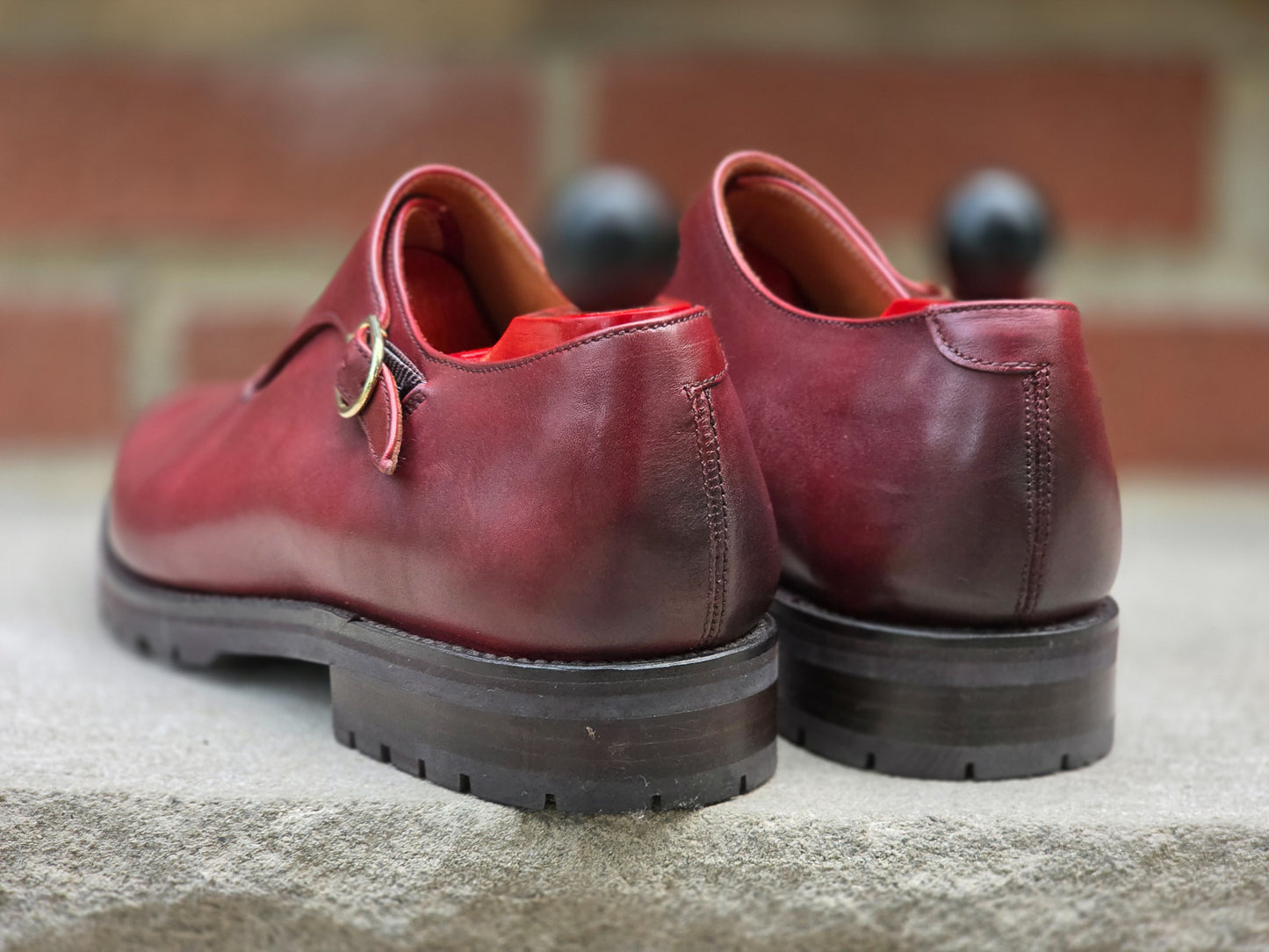 J.FitzPatrick - Single Monk Strap - Burgundy Calf - US 7.5