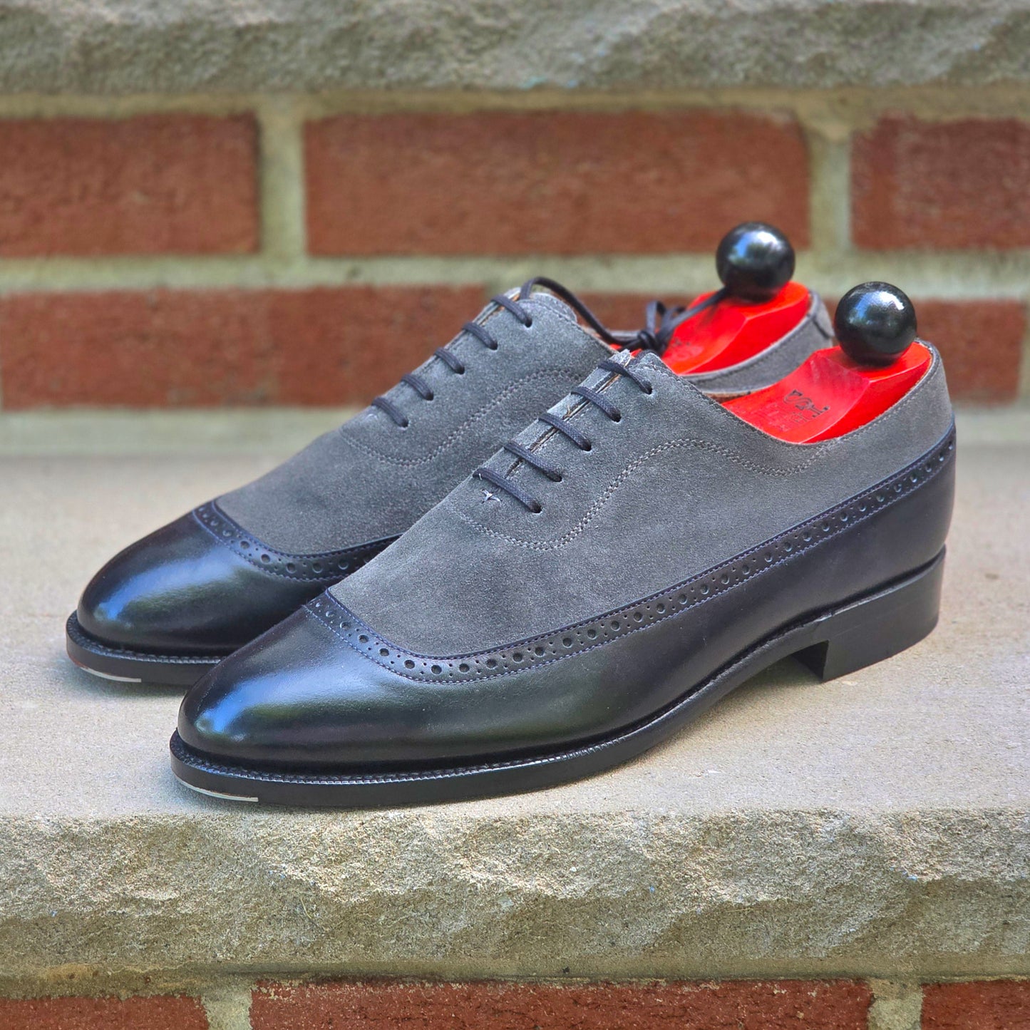 J.FitzPatrick - Longwing Oxford - Navy Museum Calf/Grey Suede - US 7.5