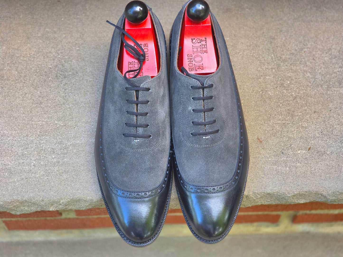 J.FitzPatrick - Longwing Oxford - Navy Museum Calf/Grey Suede - US 7.5