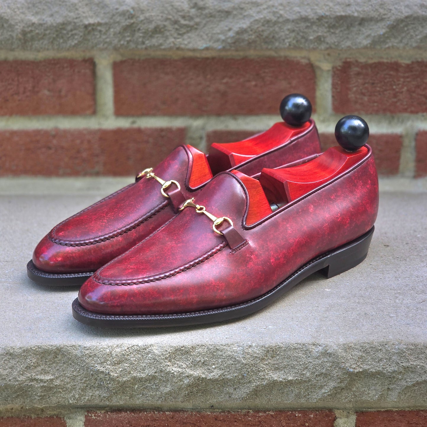 J.FitzPatrick - Bit Loafers - Burgundy Marble Patina - US 8