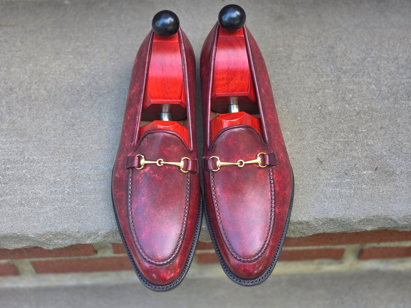 J.FitzPatrick - Bit Loafers - Burgundy Marble Patina - US 8