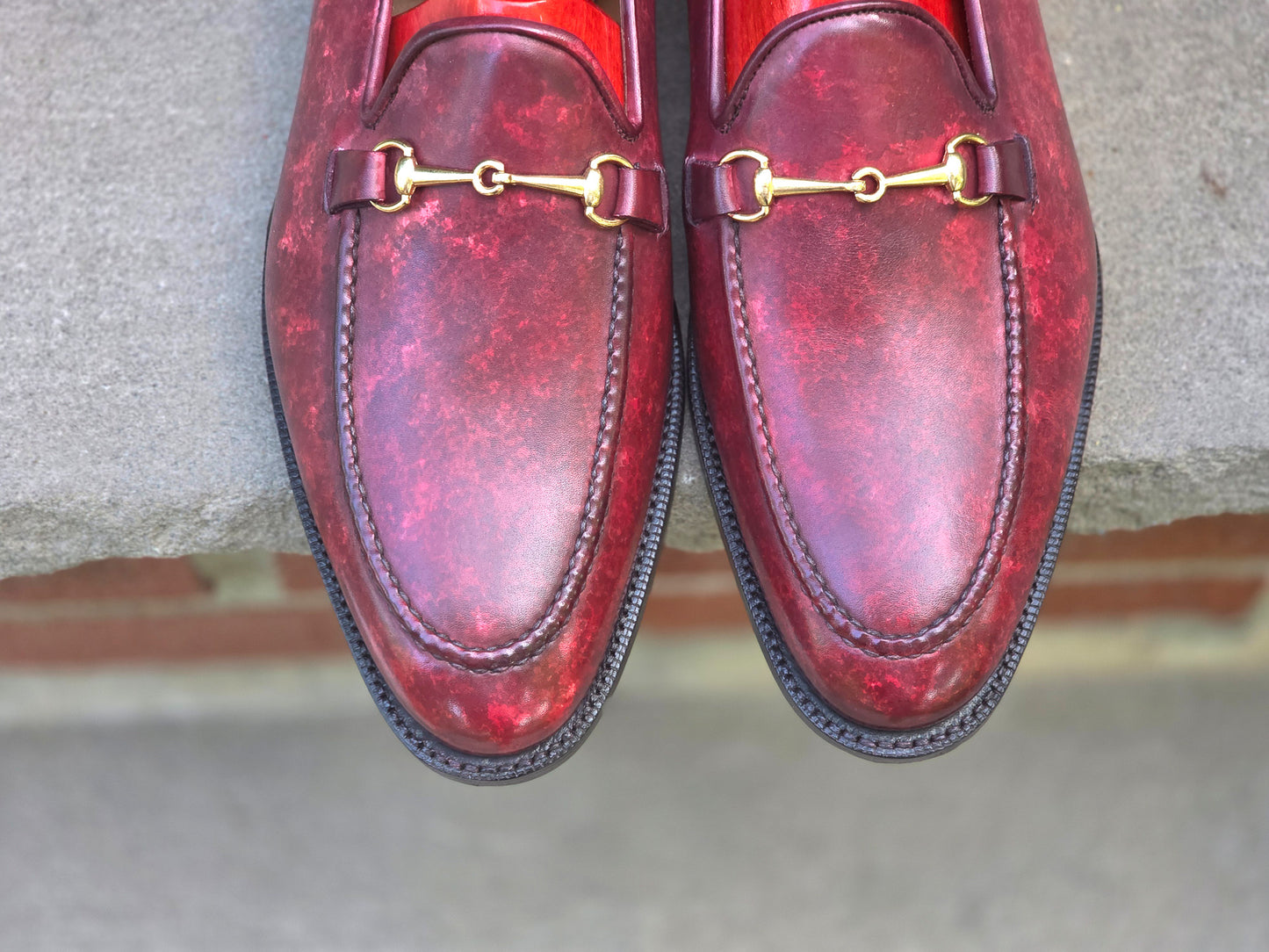J.FitzPatrick - Bit Loafers - Burgundy Marble Patina - US 8