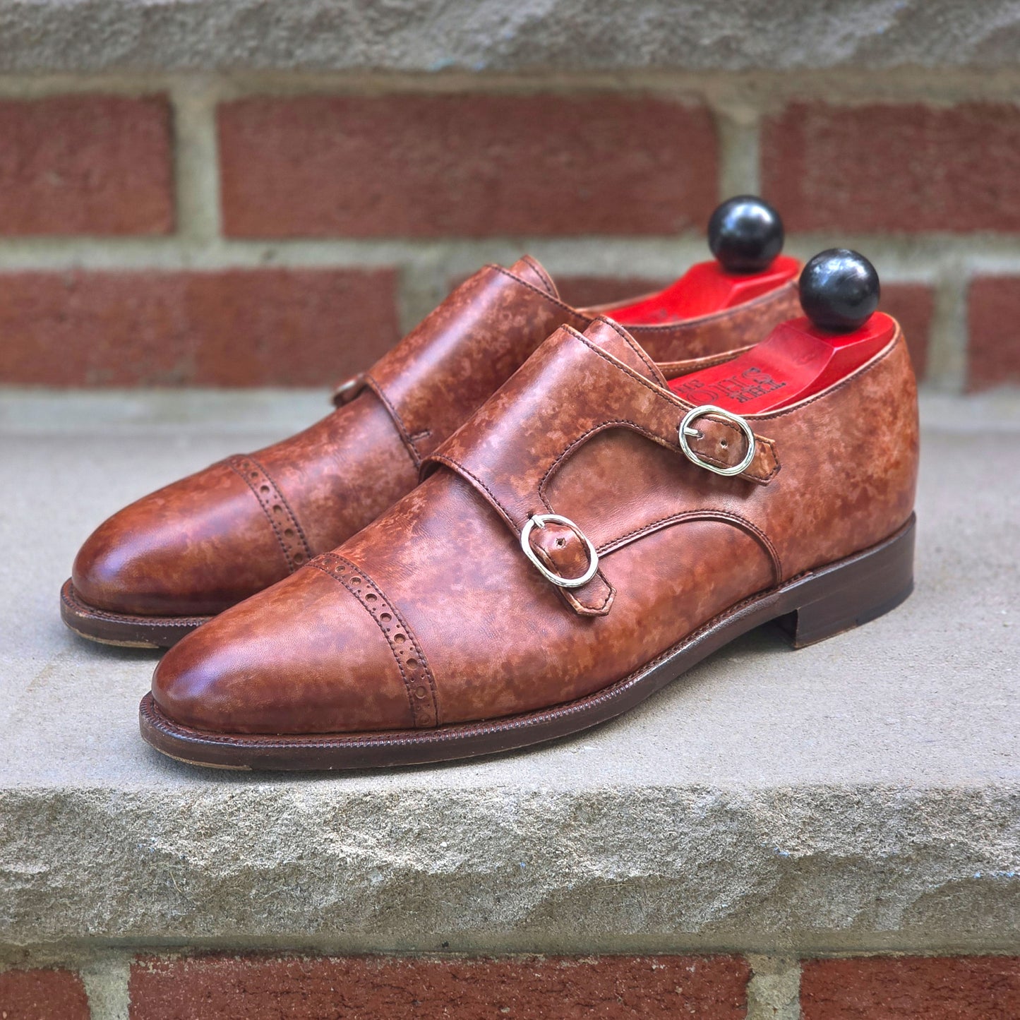 J.FitzPatrick - Double Monk Strap - Gold Marble Patina - US 7.5