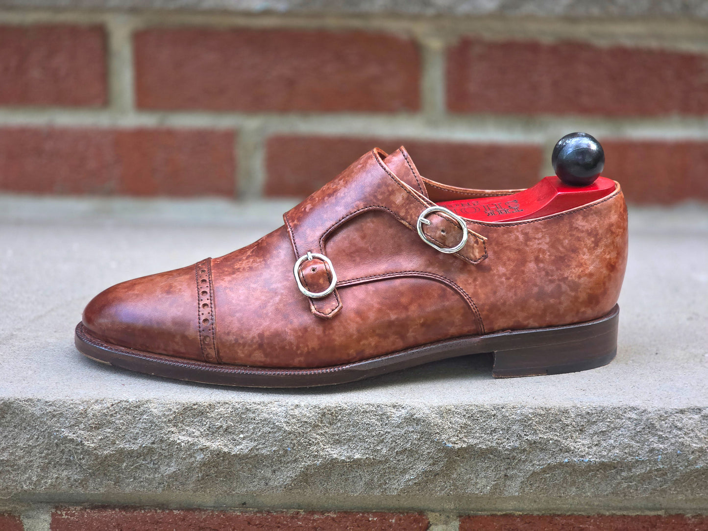 J.FitzPatrick - Double Monk Strap - Gold Marble Patina - US 7.5