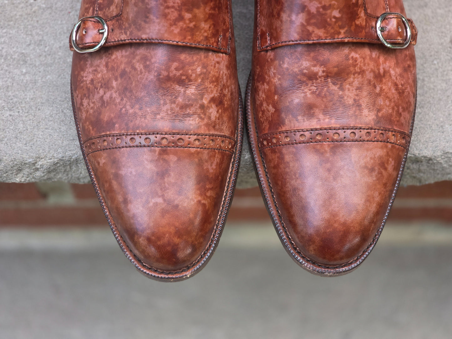 J.FitzPatrick - Double Monk Strap - Gold Marble Patina - US 7.5