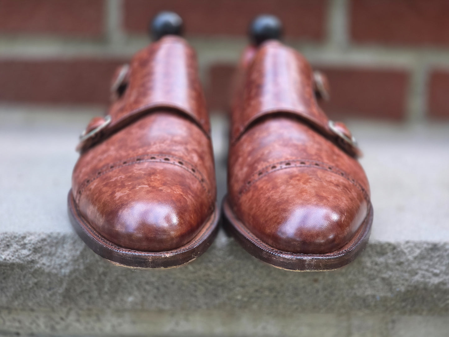 J.FitzPatrick - Double Monk Strap - Gold Marble Patina - US 7.5