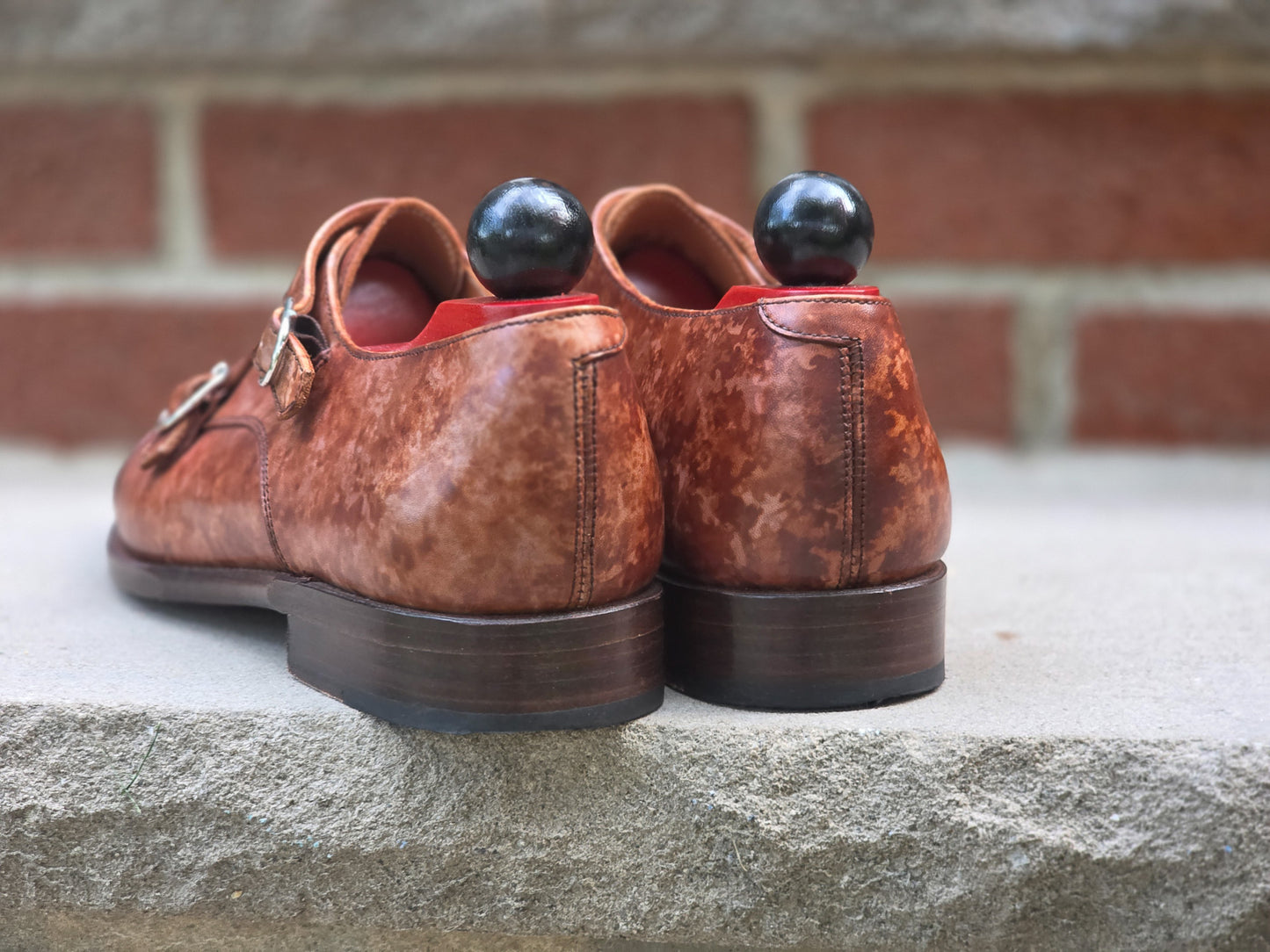J.FitzPatrick - Double Monk Strap - Gold Marble Patina - US 7.5