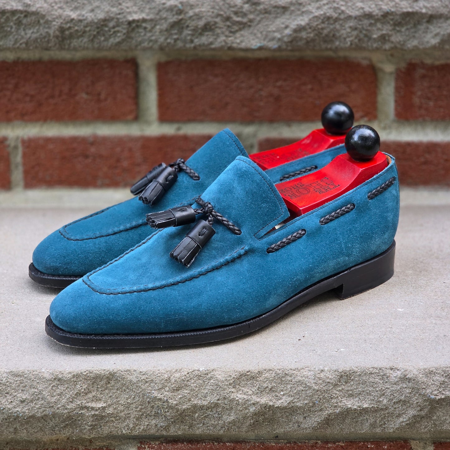 J.FitzPatrick - String Tassel Loafers - Teal Suede - US 8