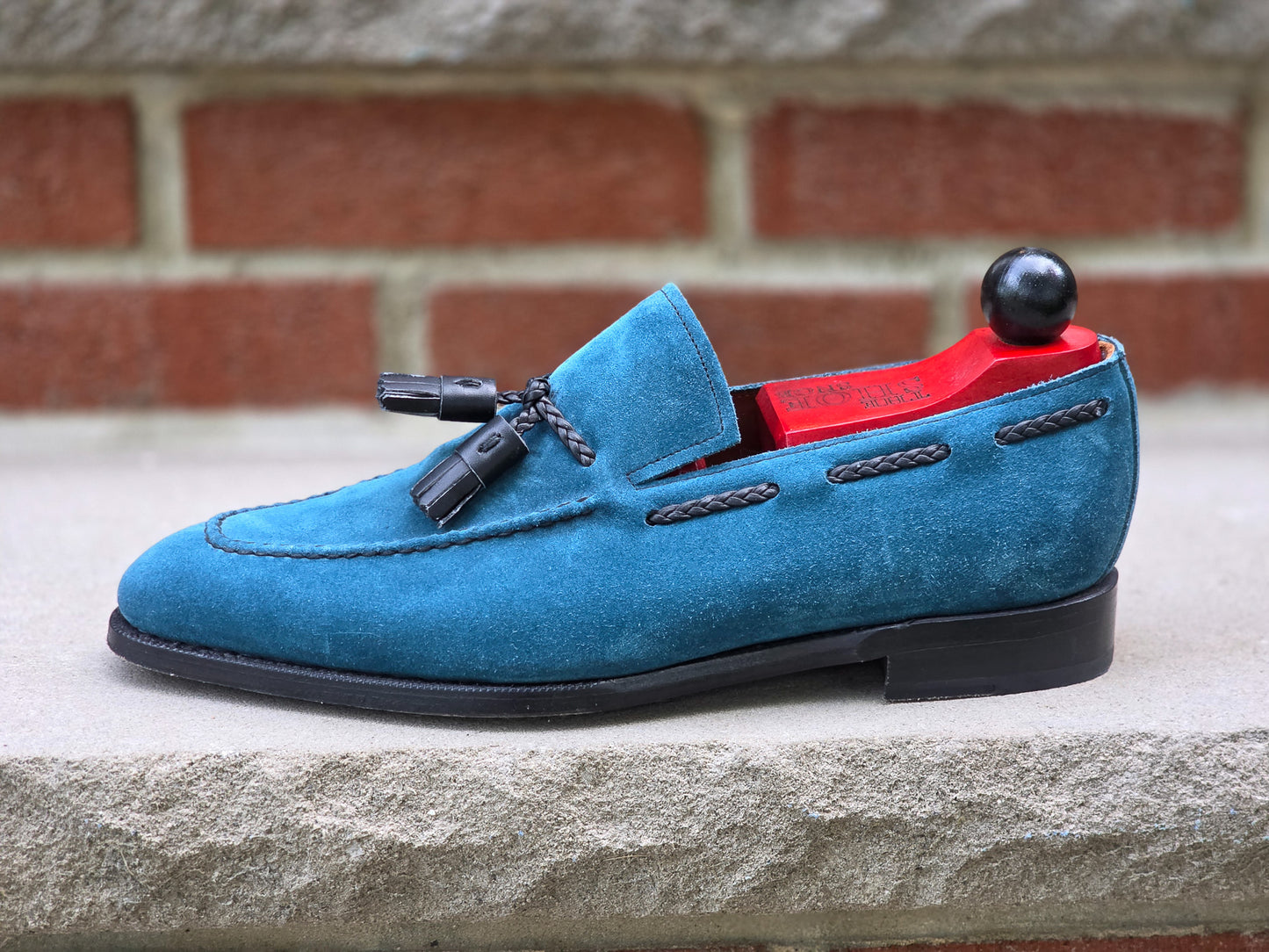 J.FitzPatrick - String Tassel Loafers - Teal Suede - US 8