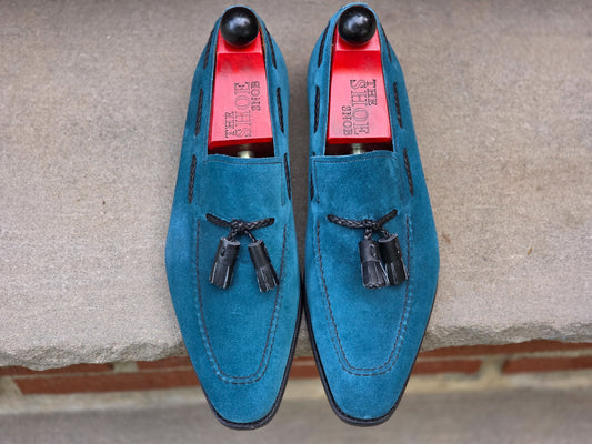 J.FitzPatrick - String Tassel Loafers - Teal Suede - US 8