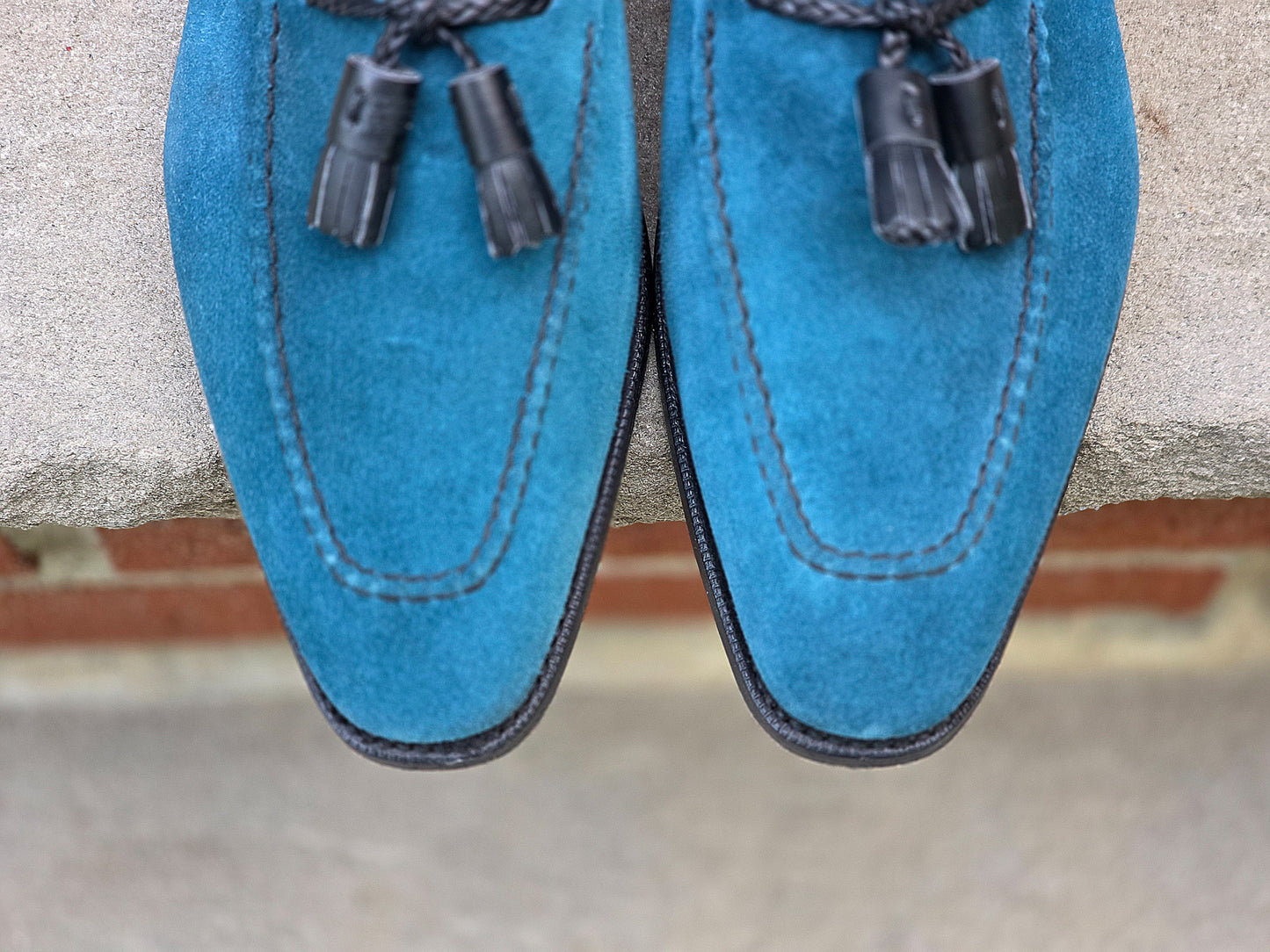 J.FitzPatrick - String Tassel Loafers - Teal Suede - US 8