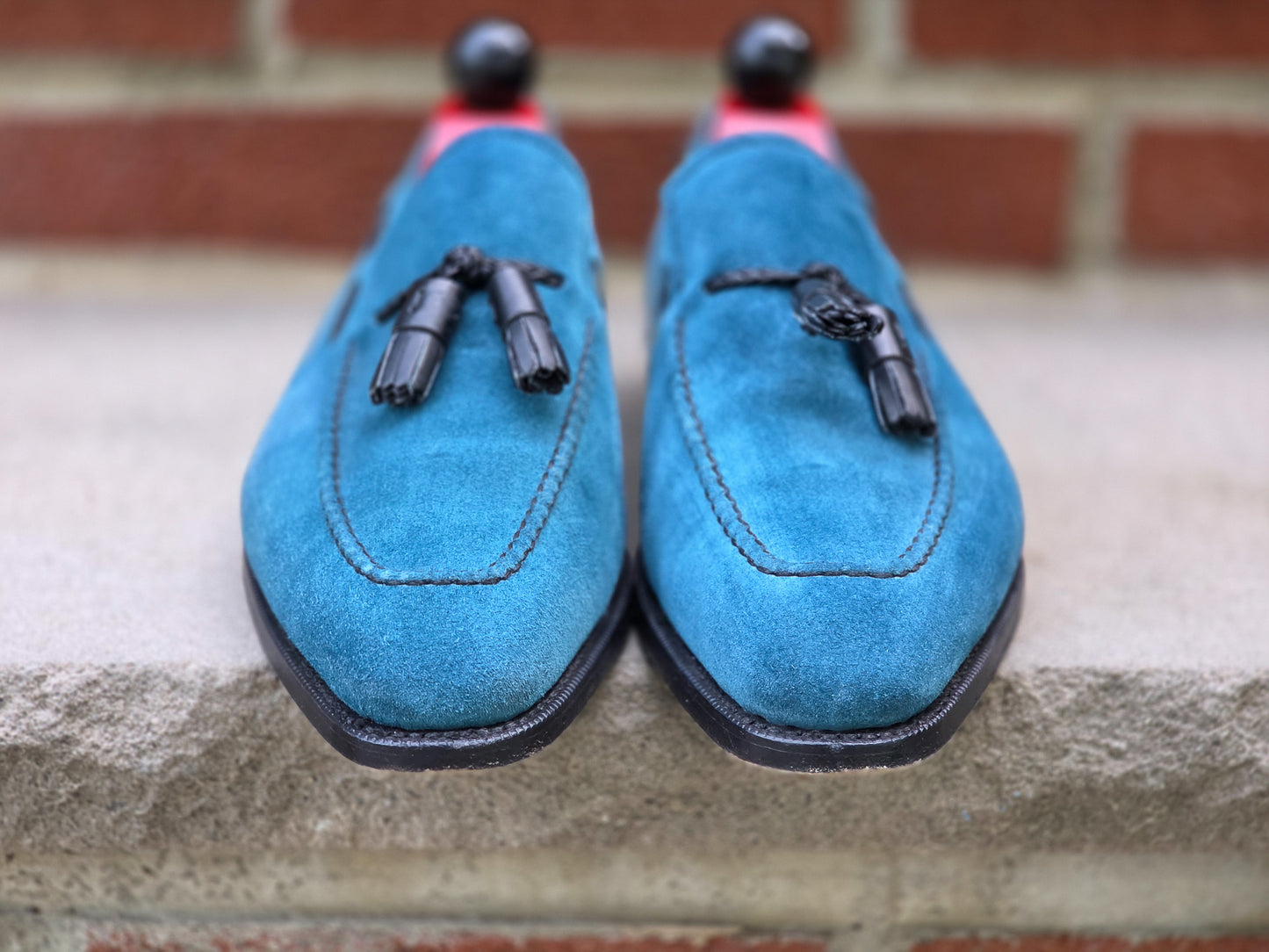 J.FitzPatrick - String Tassel Loafers - Teal Suede - US 8