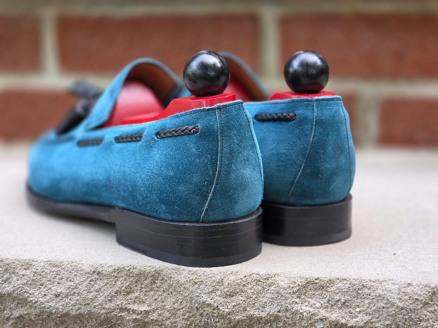 J.FitzPatrick - String Tassel Loafers - Teal Suede - US 8