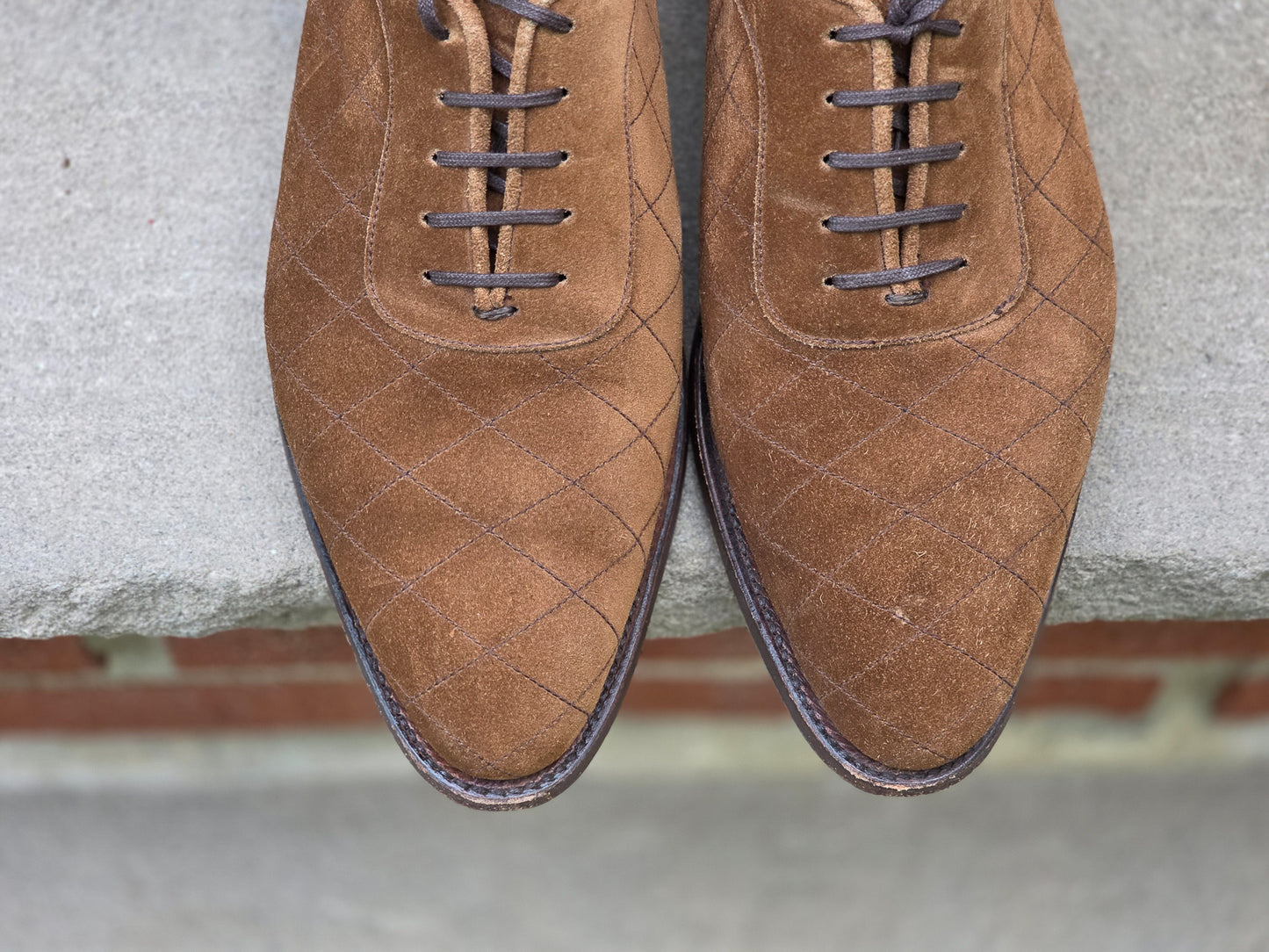 J.FitzPatrick - Quilted Adelaide Oxford - Snuff Suede - US 7.5