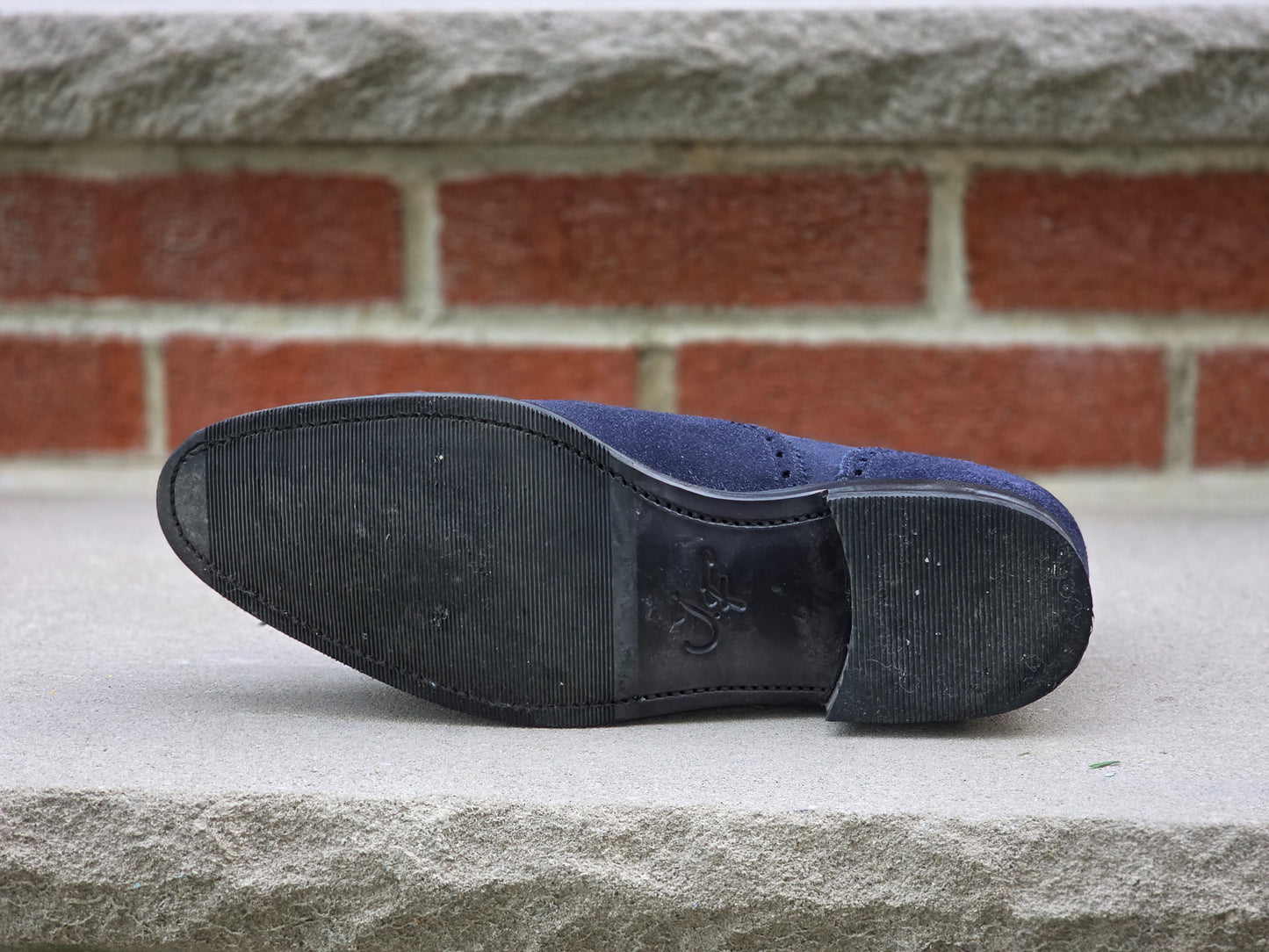 J.FitzPatrick - Semi Brogue Oxford - Navy Suede - US 7.5