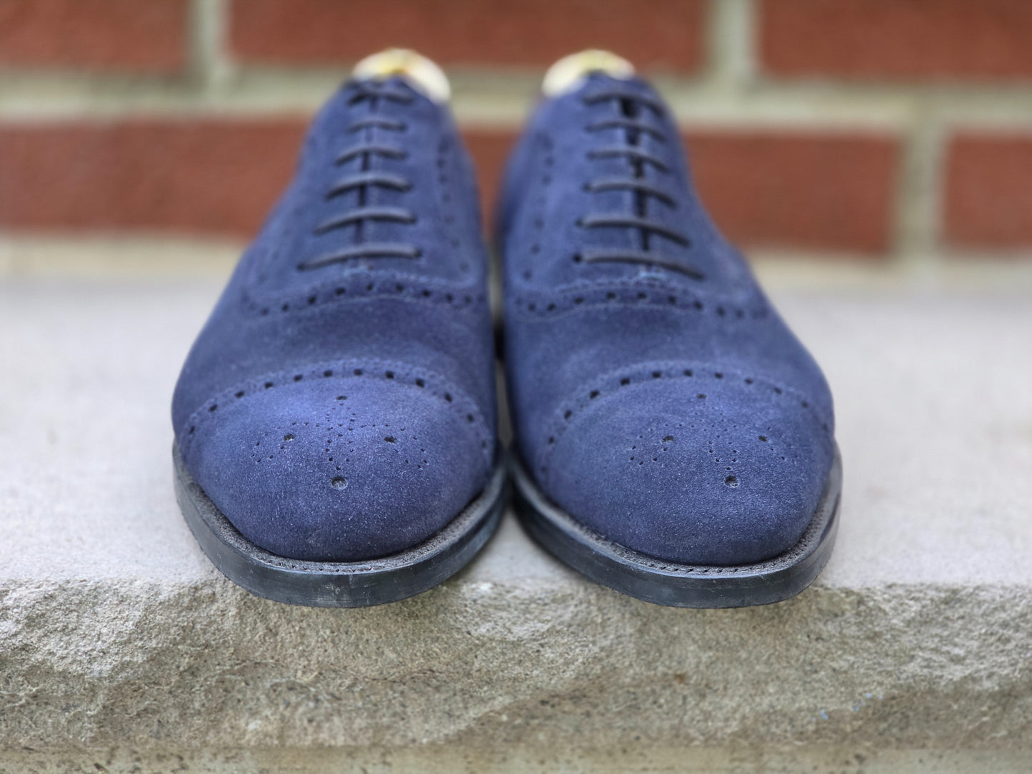 J.FitzPatrick - Semi Brogue Oxford - Navy Suede - US 7.5