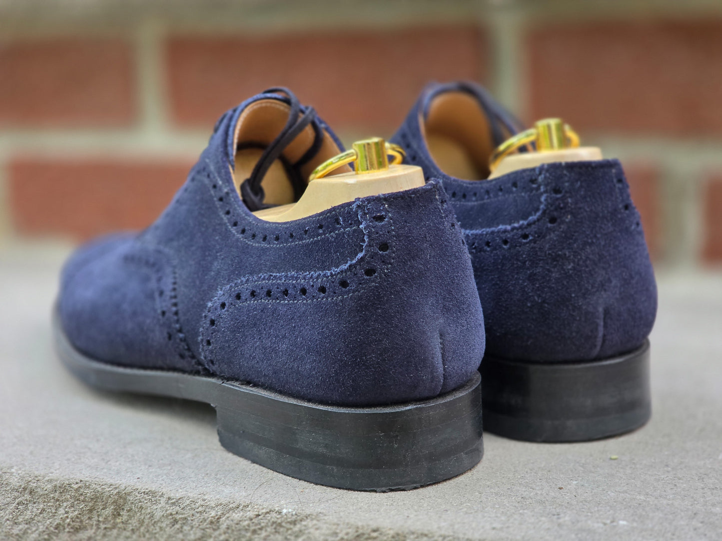 J.FitzPatrick - Semi Brogue Oxford - Navy Suede - US 7.5